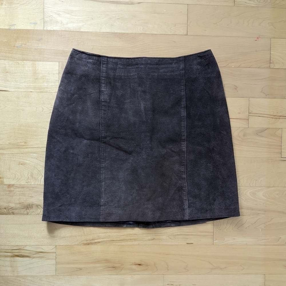 Vintage genuine suede brown mini skirt size 10 @B1